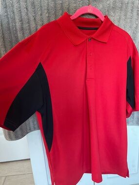 PGA Tour Men's Red Polo with Black Side Panels